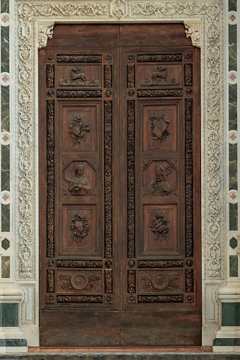 Basilica of Santa Croce wooden door, Florence