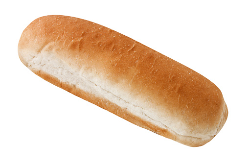 1 Hot Dog bread roll isolated on white  background