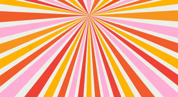 Vector illustration of Retro sun burst vintage background.  Vector twisted design with spiral rays circus illustration for banner, poster, frame and backdrop.