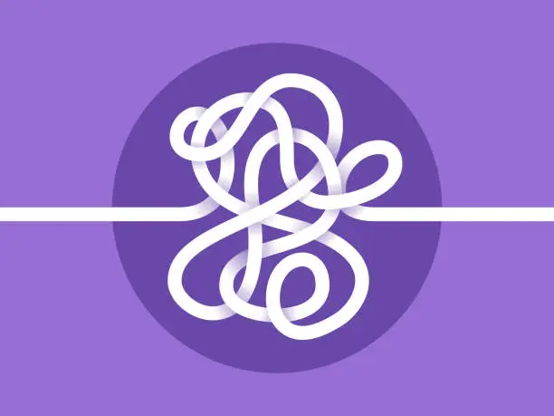 Vector illustration of Tangled Knot Confusion Intertwined Path Design Element Concept