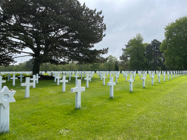 Omaha Beach American Cemetery in Colleville-sur-Mer, Normandy, France stock photo
