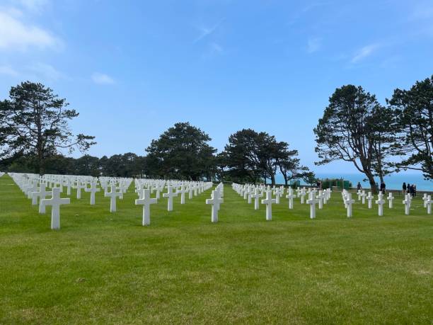 Omaha Beach American Cemetery in Colleville-sur-Mer, Normandy, France stock photo