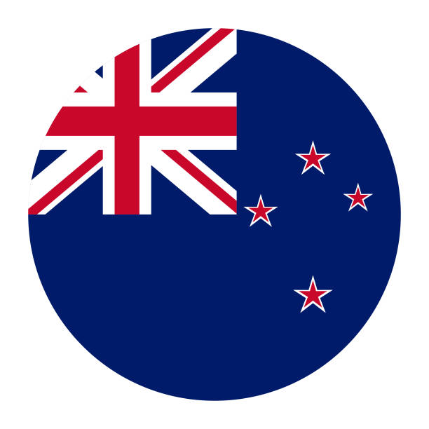 runde flagge von neuseeland - zeeland stock-grafiken, -clipart, -cartoons und -symbole