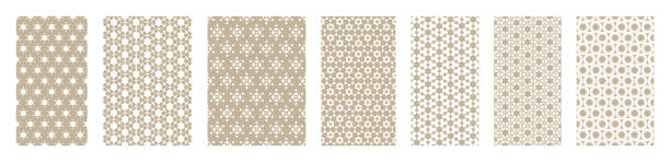 Arabic seamless pattern with Arabic, Islamic and Jewish ornament with religion symbols set wallpapers