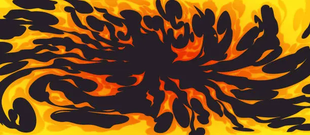 Vector illustration of Comic fire on black background