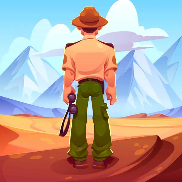 Vector illustration of Sheriff character in western desert