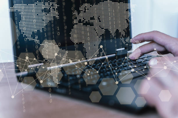 istock Big data technology background. Using a laptop against the background of visualization of a computer internet network, social connection, analytics, information. 1492359358