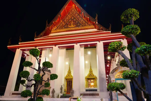 Photo of The Ubosot of Wat Suthat Thepwararam At night