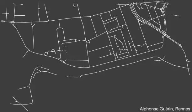 Vector illustration of Street roads map of the ALPHONSE GUÉRIN SUB-QUARTER, RENNES