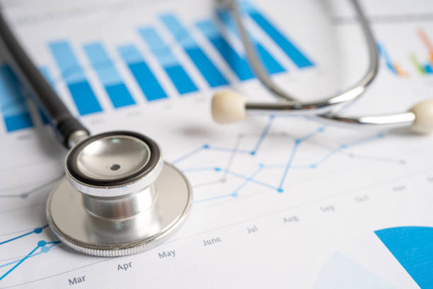 istock Stethoscope on graph paper, Finance, Account, Statistics, Investment, Analytic research data economy and Business company concept. 1492366404