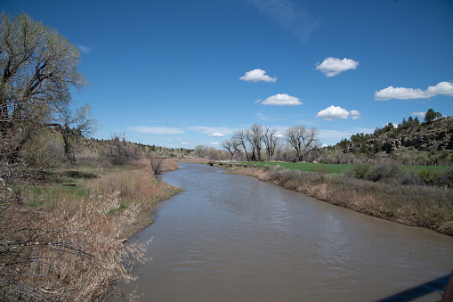 Musselshell river flowing through central Montana in western USA of North America.