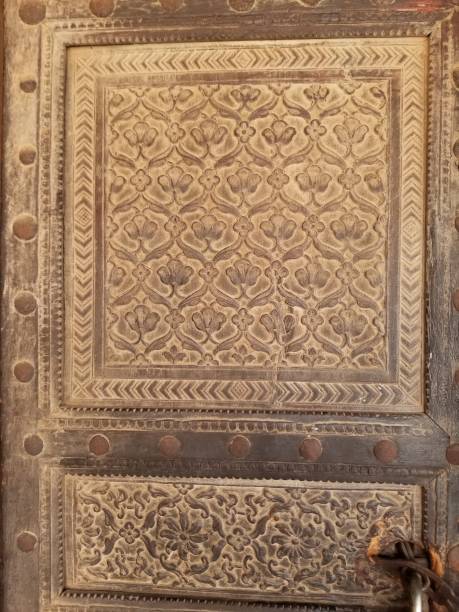 istock Old handmade beautiful wood texture door 1492370196