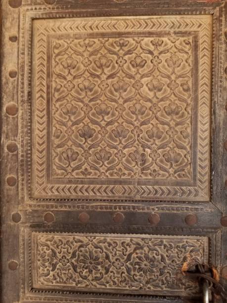 istock Old handmade beautiful wood texture door 1492370215
