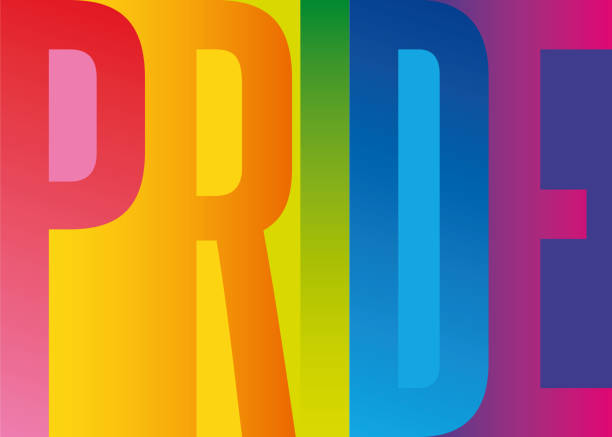 ilustrações de stock, clip art, desenhos animados e ícones de pride greeting card with geometric typography. - gay pride flag illustrations