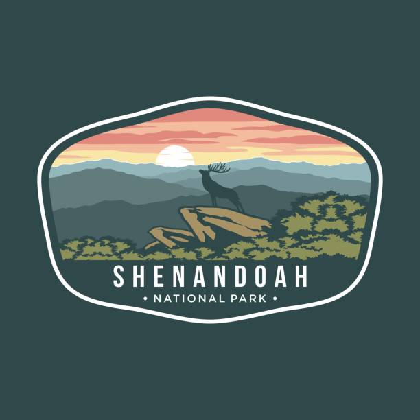 ilustrações de stock, clip art, desenhos animados e ícones de shenandoah national park emblem patch icon illustration - shenandoah national park
