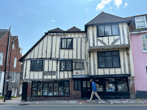 The Fifteenth Century Bookshop in Lewes, a town in Sussex in the south of England, site of a ruined Cluniac priory and a small old castle