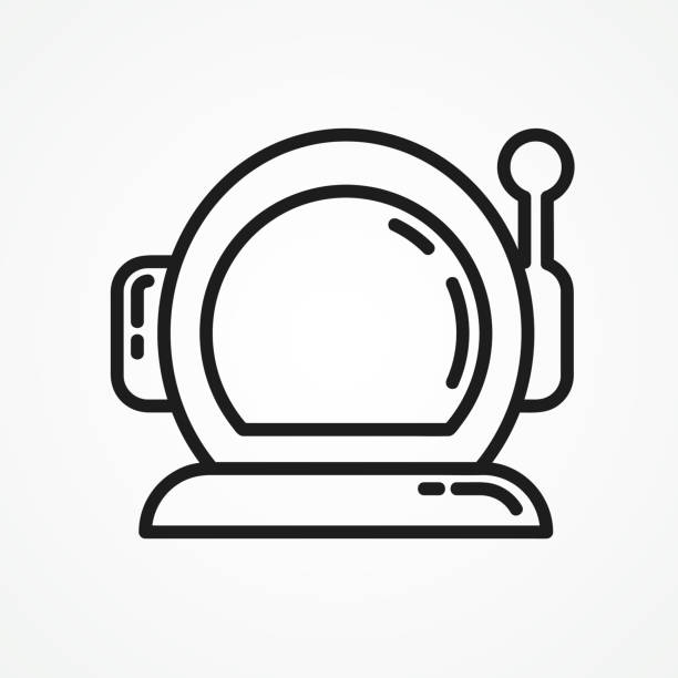 Astronaut helmet line icon. Astronaut helmet icon. astronaut helmet web linear icon. space helmet stock illustrations
