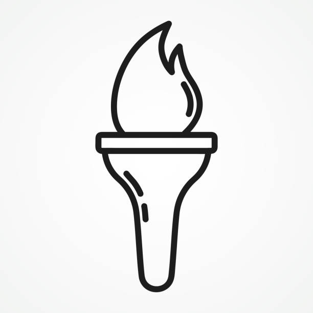 olympisches fackellinien-symbol. - olympic torch stock-grafiken, -clipart, -cartoons und -symbole