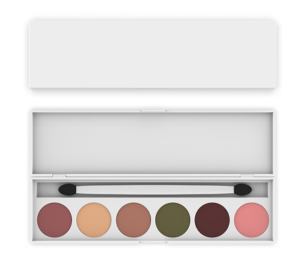 Blank Cosmetic Ten Colors Professional Foundation Concealer Contour Palette For Branding And Mock Up. 3d Render Illustration.