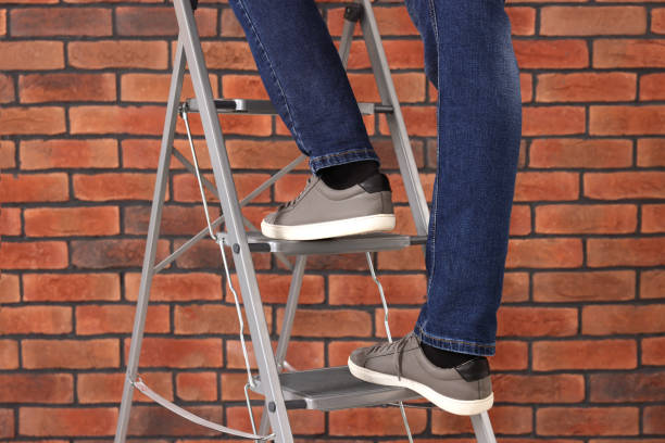 Metal ladder in white background, with cutout path