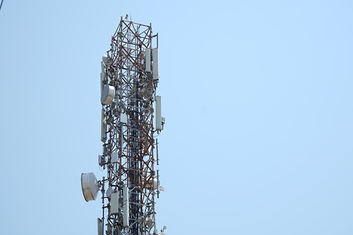 Telecommunication tower of 4g and 5g network. Mobile Phone tower