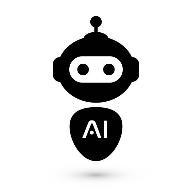 ilustraciones, imágenes clip art, dibujos animados e iconos de stock de logotipo del robot de inteligencia artificial - bot-de-internet