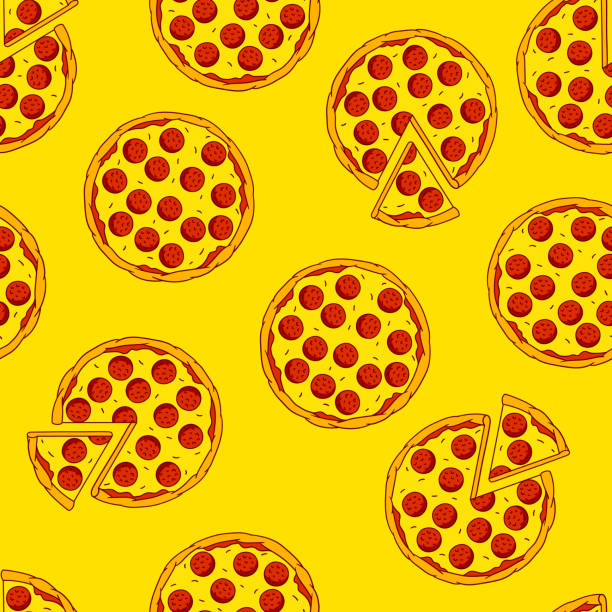 Tasty Italian pizza pattern. Delicious fast food meal. Background for cafe menu. Tasty Italian pizza pattern. Delicious fast food meal. Background for cafe menu and advertising. cheese texture seamless stock illustrations