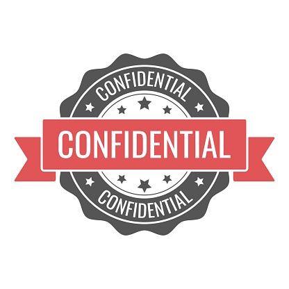 Confidential stamp, seal. Vector badge, icon template. Illustration isolated on white background.