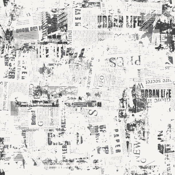 istock grunge seamless pattern with newspaper or magazine and urban landscapes 1492399440