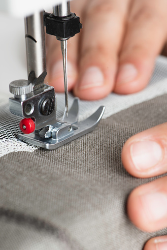 Sewing machine, close-up.