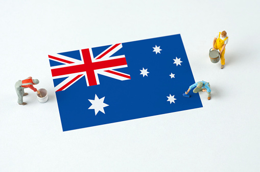 Painters paint the Australian Flag