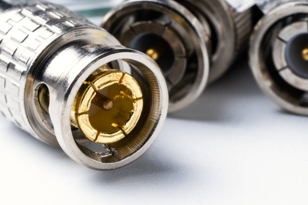 istock Various connectors for coaxial and twisted pair cable, for video signal transmission. 1492404386