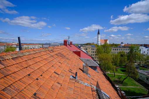 Siauliai, Liethuania - 5 May 2023: Siauliai, view from the rooftops of the city. City of the Sun