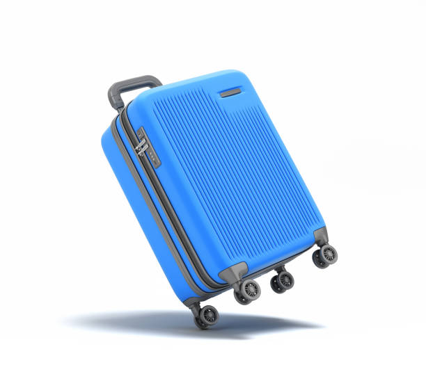 istock Large plastic travel suitcase with a combination lock and wheels 3d render on white 1492406476