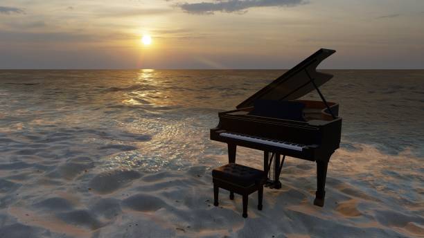 istock Piano on the beach in the evening 1492407346