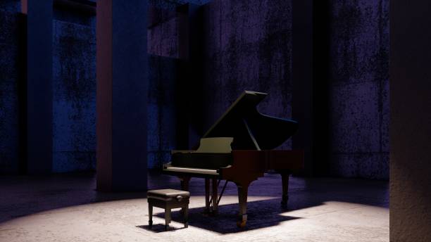istock Piano with lights in an old and dark room 1492407427