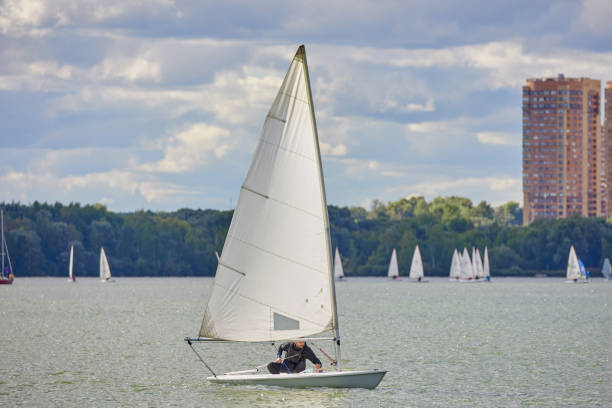 istock man on laser boat with sail on water 1492411960