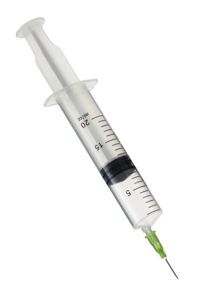 istock Medical syringe 20cc inclined on white with clipping path 1492414231