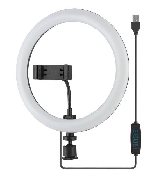 istock LED ring light, for selfies, with phone holder, white background 1492418566