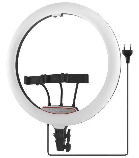 istock LED ring light, for selfies, with phone holder, white background 1492418585