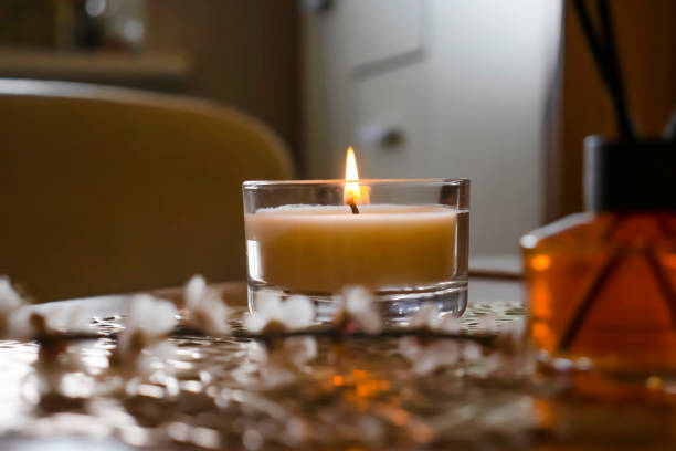 istock Candle, home perfume, flower background 1492421185