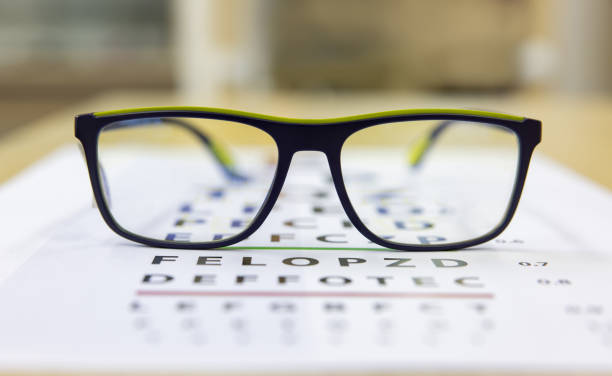 istock Eyeglasses on an eye chart at an eyewear shop 1492423700