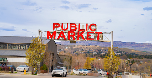 Outside view of a public market in Wenatchee Washington