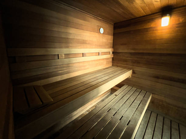 istock Modern Wooden Interior of a sauna. 1492425362