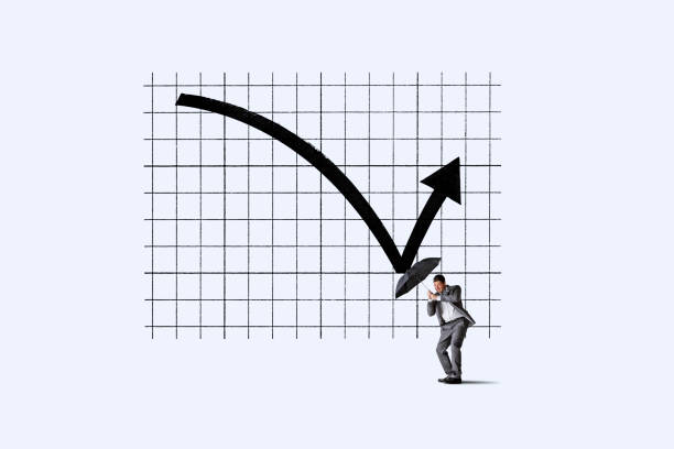 istock Stock Chart Bounces Off Man Holding Umbrella 1492426787