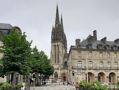 Quimper Cathedral, or at greater length the Cathedral of Saint Corentin, Quimper (French: Cathédrale Saint-Corentin de Quimper,) is a Roman Catholic cathedral and national monument of Brittany in France.