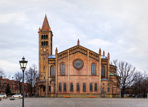 Ancient gothic brick Peter and Paul Church in Potsdam, Brandenburg. Famous landmark