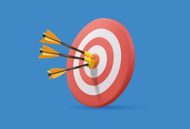 istock 3D dart board with arrows hit on center of target, the success business target customer online. Digital marketing, EPS 10 vector 3D render. Banner business 1492437015