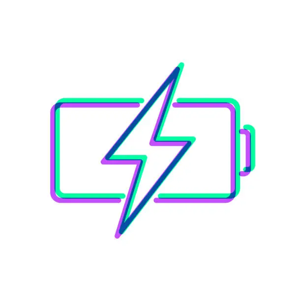 Vector illustration of Battery charging. Icon with two color overlay on white background