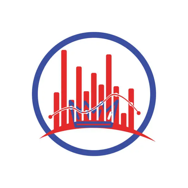 Vector illustration of Finance logo king finance concept inside a shape of ring red and blue colors.